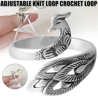 1pc diy knitting loop crochet tool multi style ring finger wear thimble yarn adjustable open finger ring sewing accessories