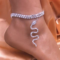 silver gold color snake rhinestone chain womens anklets luxury bracelet on leg accessories wedding party fashion jewelry