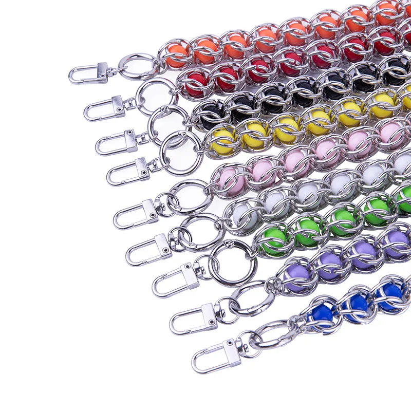 

Original Selling colored bead acrylic beads 40CM handbag chain phone case chain metal wrapping bead stylish brand new chain B109