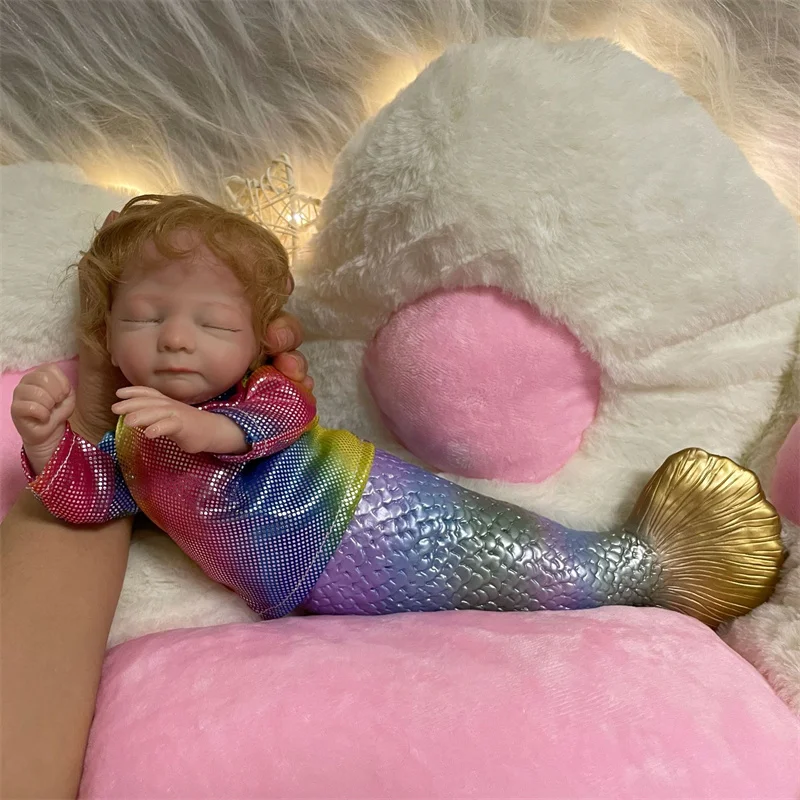 

38CM Mermaid Baby Doll Sleeping Babe Reborn Doll Painted Finished Ready Reborn Baby Girl With Handmade Hair Surprise Gift