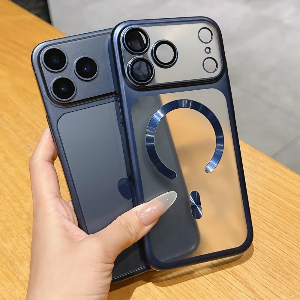 Фото Роскошный матовый чехол для Magsafe для iPhone 17 Pro Max 17, воздушный жесткий противоударный защитный чехол для объектива, полупрозрачный чехол №5