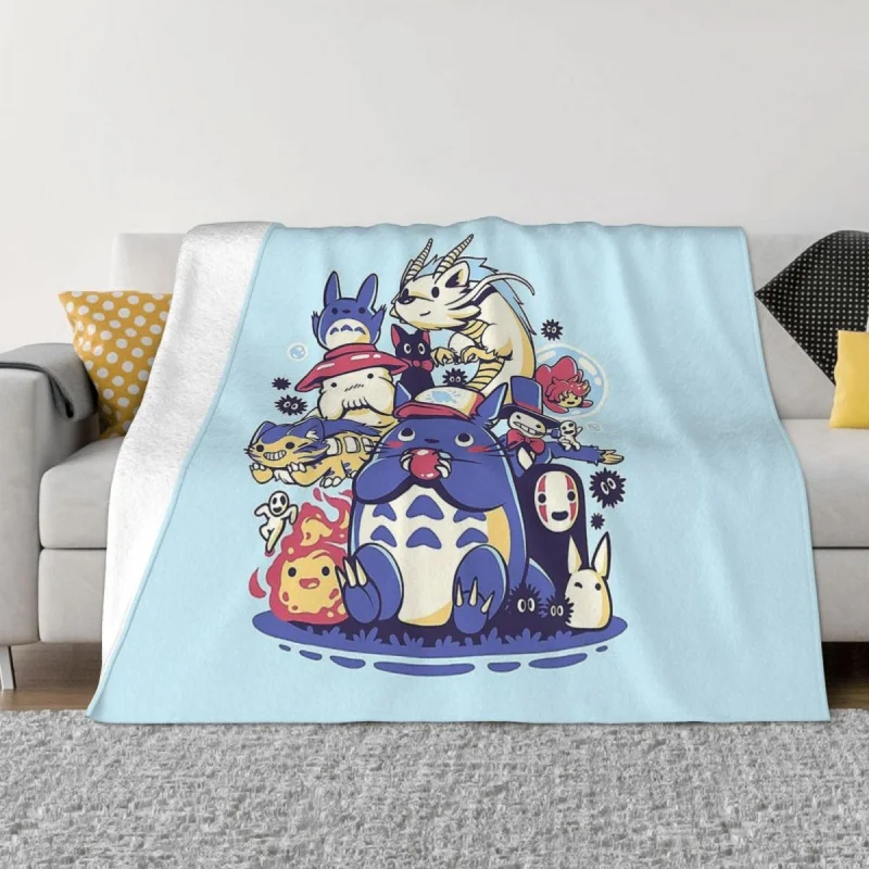 

MY NEIGHBOUR Totoro Cartoon Kawaii Anime Portable Warm Throw Blankets for Bedding Travel