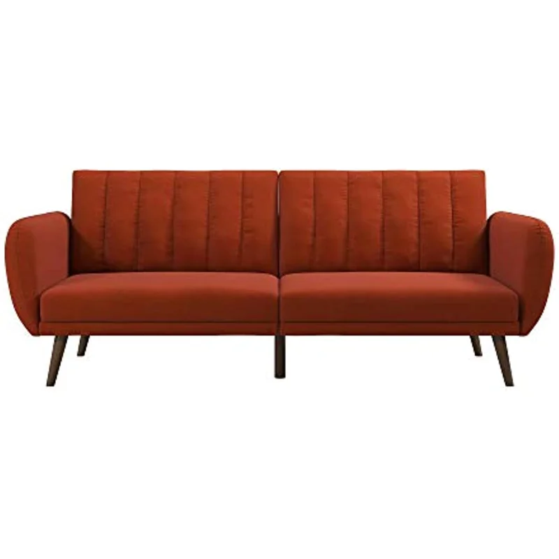

2023 Novogratz Brittany Linen Futon Persimmon Orange Living Room Sofas