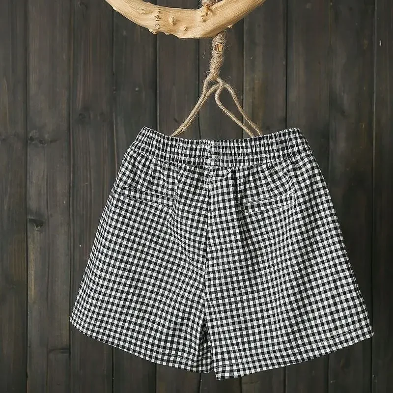 Винтажные повседневные женские короткие брюки широкие уличные Женские шорты