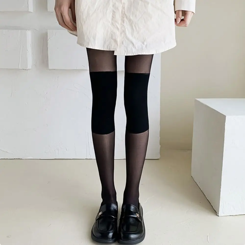 

Женские пикантные колготки, лоскутные колготки с защитой колена, комбинированные колготки до колена, Чулки с защитой от застежек, женские у...