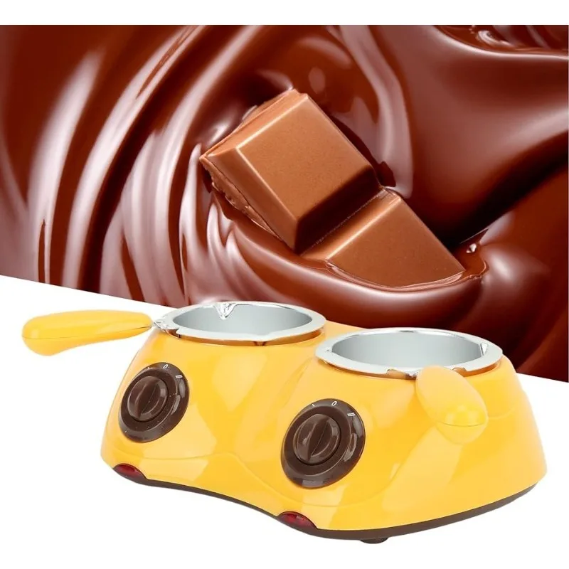 

Станок для плавки шоколада, Электрический станок для плавления шоколадного фондю с двойным горшком, кухонный инструмент, мини-аппарат для конфет (желтый)