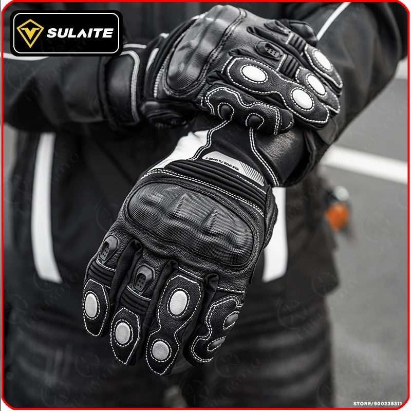 

SULAITE Winter Motorcycle Gloves Leather Warm Waterproof Motocross Guantes Moto Loves Motorbike Full Finger Touch Screen Gloves
