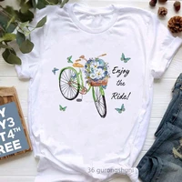 enjoy the ride graphic print tshirt girls bicycle flower butterfly t shirt femme summer short sleeve t shirt female dropshipping