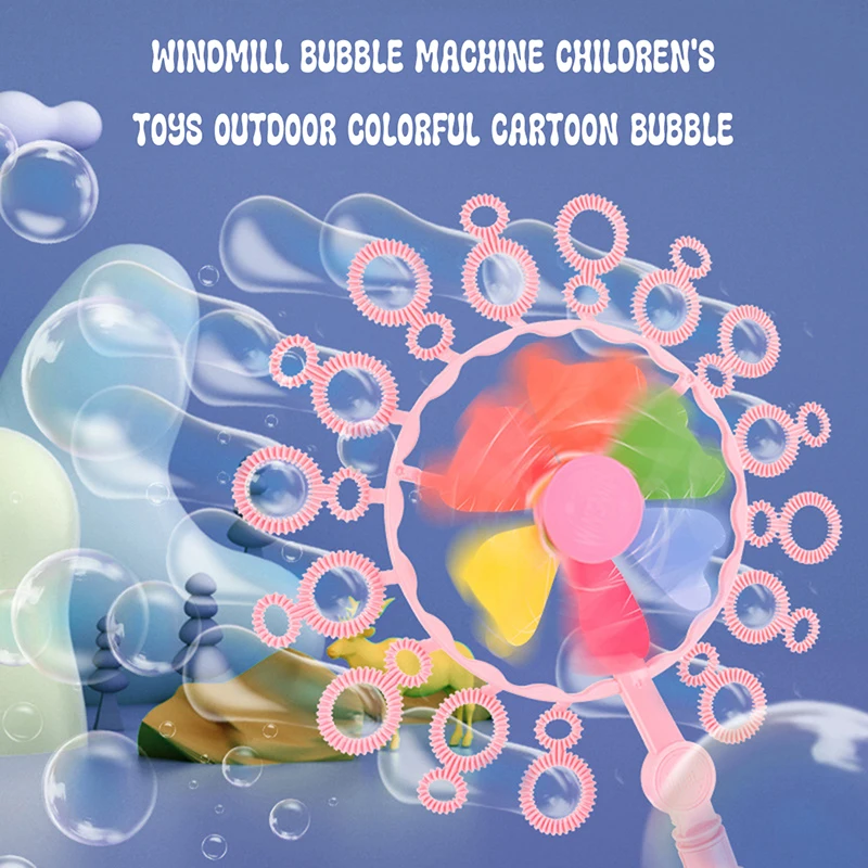 

New Kid Handheld Windmill Manual Bubble Blowing Wand Stick Children Outdoor Toy Bubble Gun Soap Bubble Blower Kids Child Toys