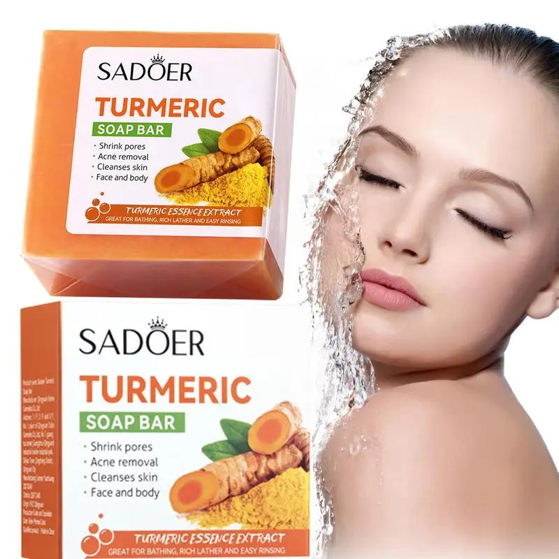 

1Pc Turmeric Soap Bar For Face & Body Hyperpigmentation Natural Handmade Soap Brightens Skin Evens Tone Fades Scars Age Spots
