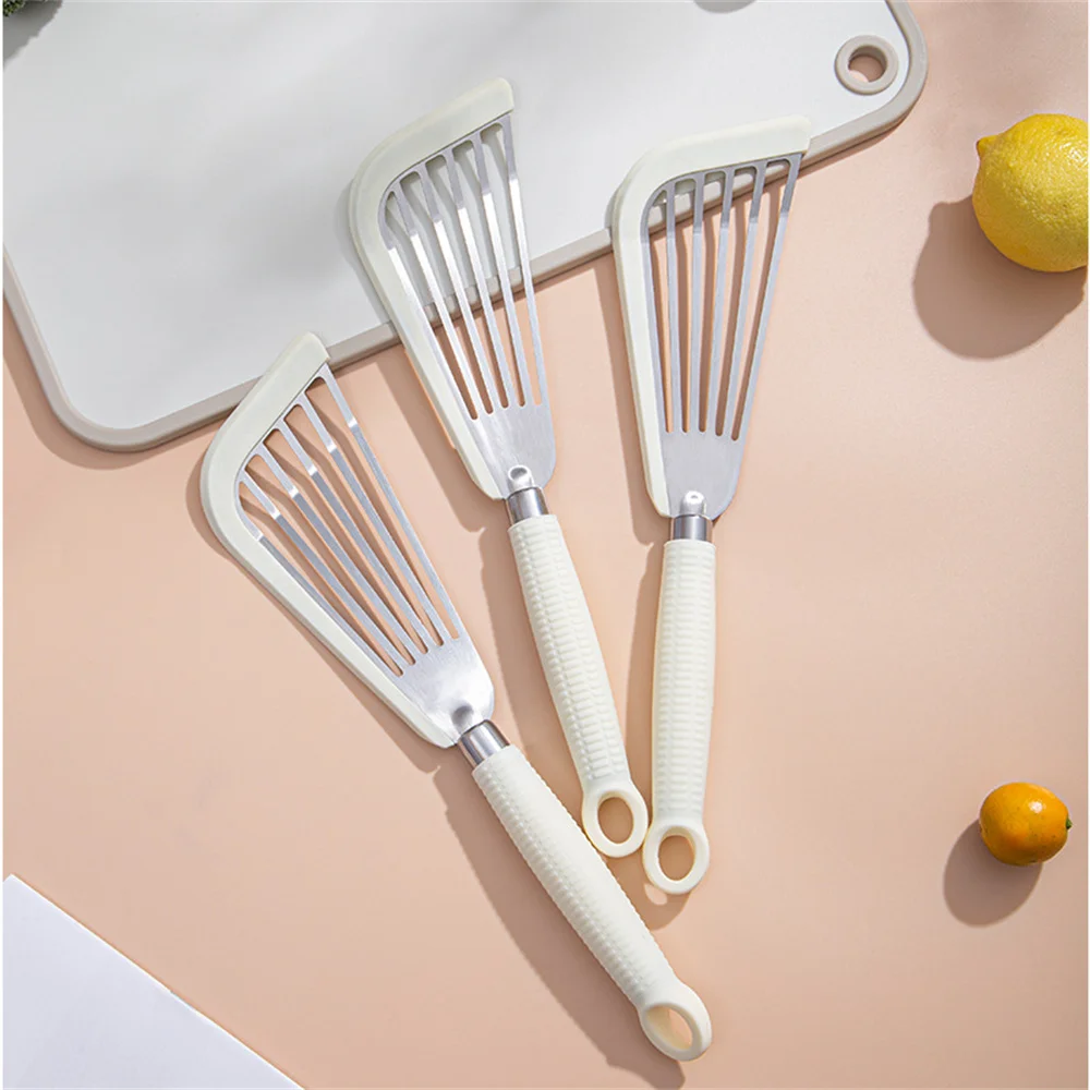 

Silicone Beveled Edge Design Stainless Steel Fish Spatula High Temperature Resistance Anti-slip Steak Spatulas Non-stick