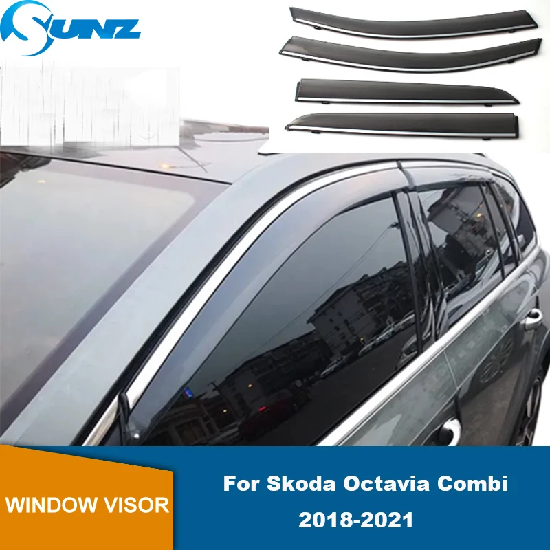 

Дефлектор боковых окон для Skoda Octavia Combi 2018 2019 2020 2021 4 шт. хромированные оконные козырьки дефлекторы от солнца и дождя SUNZ