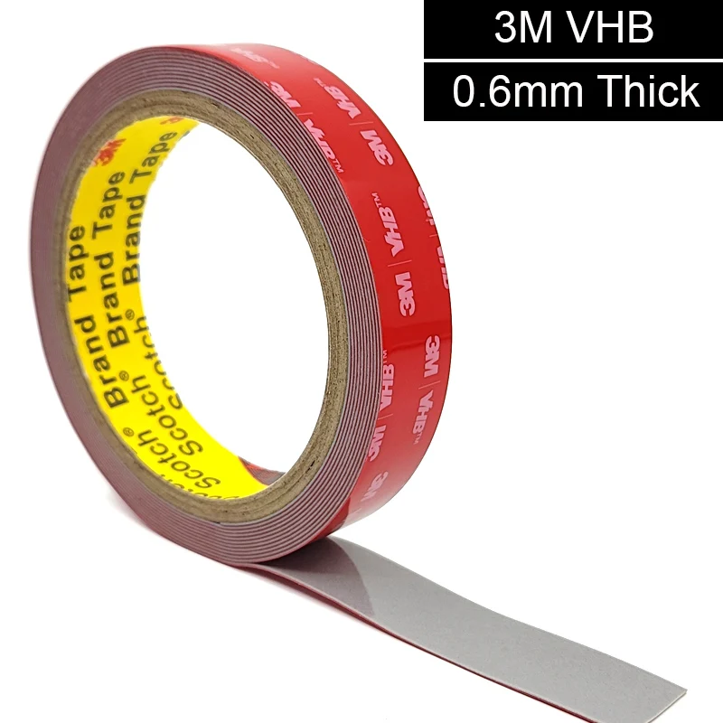 3M VHB Acrylic Foam Double Sides Glue Mounting Tape, No Trace for Car Plastic Panel Frame Edge Bond, 0.6mm Thick, 3M/Roll