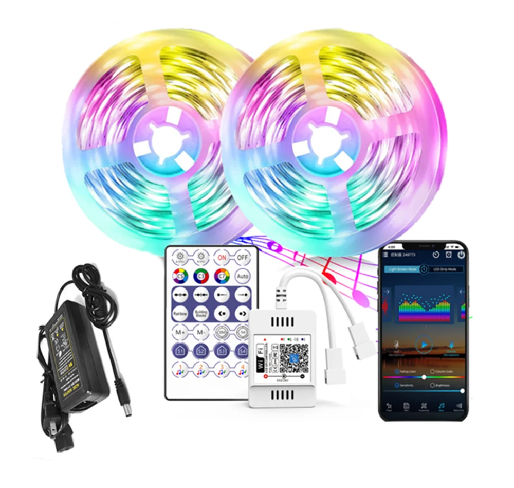 Контроллер Magic Home SPI Wi-Fi 12 В 5-10 м вращающаяся Светодиодная лента RGBIC 5050 2811 RGB