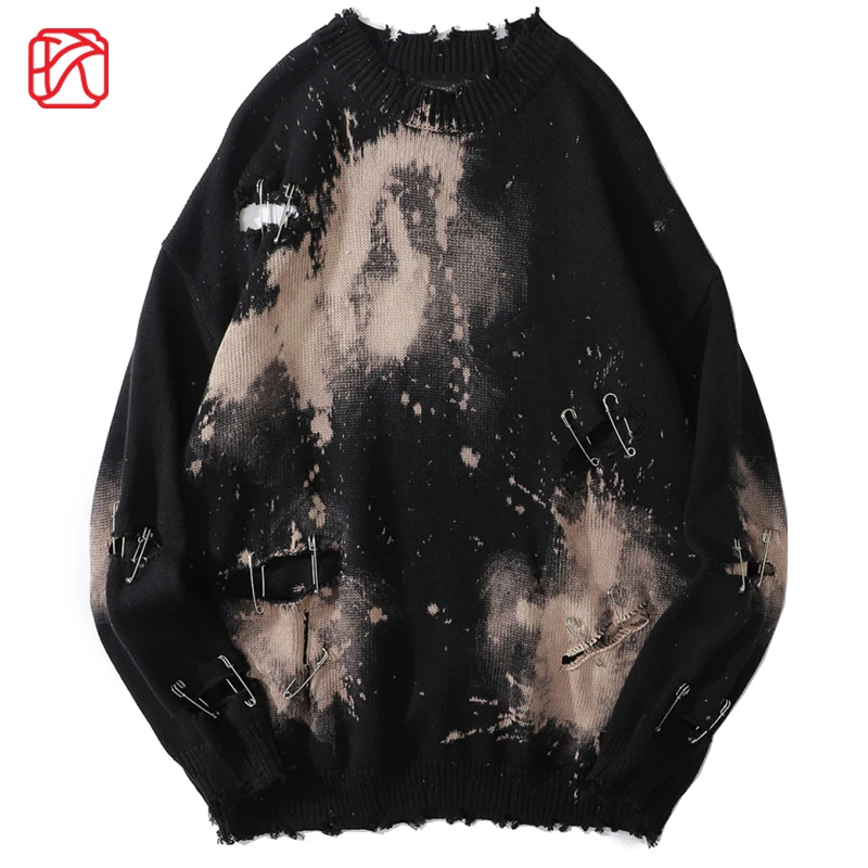 

Мужской трикотажный свитер в стиле хип-хоп, с граффити