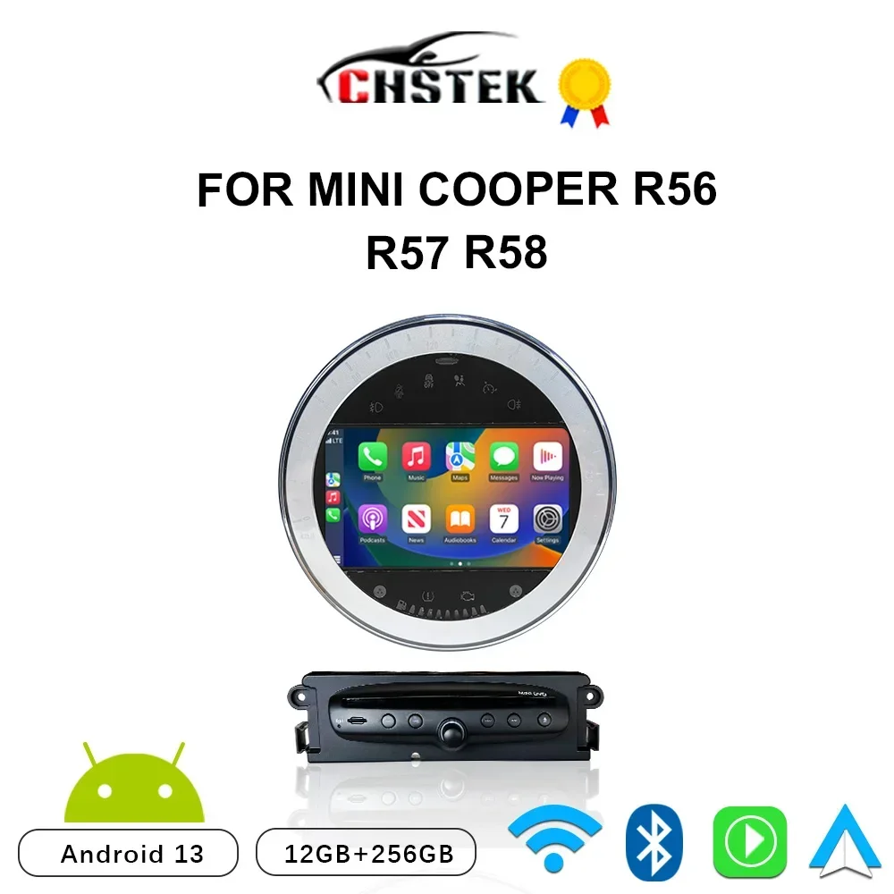CHSTEK Car Radio Android 13 Carplay For Mini Cooper R56 R57 R58 S Clubman Clubvan Multimedia Bluetooth Navigation WIFI 4G Stereo