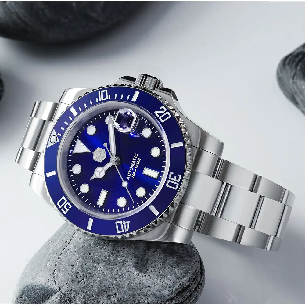 Часы San Martin Мужские механические Автоматические роскошные Светящиеся в темноте с