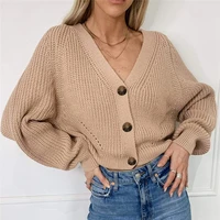 women knitted cardigan 2020 autumn sexy v neck batwing sleeve button oversized sweater casual loose solid female cardigan tops