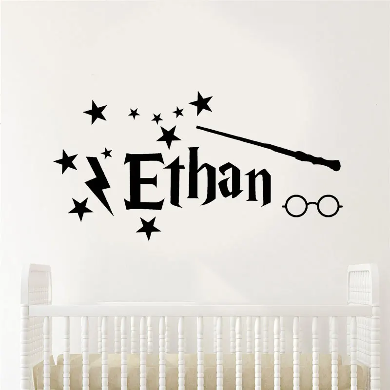 

Personalized Name Wall Decals Vinyl Home Decor for Kids Room Custom Harry Name Sticker Nursery Wallpaper Removable
