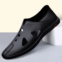 2022 new fashion mens shoes casual leather loafers classics brown white black shoe male summer breathable driving shoes for men