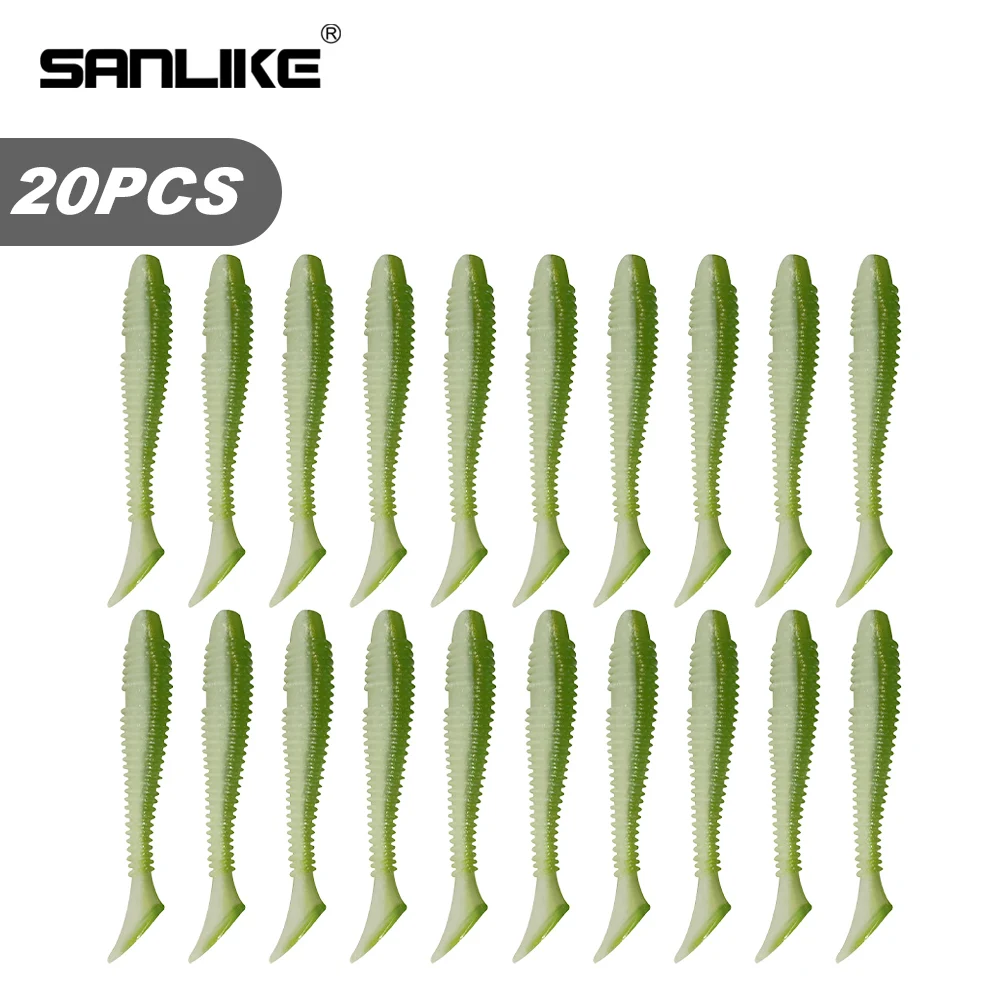 

SANLIKE Fishing Soft Lure Baits 20pcs/Box Silicone Spiral Thread Fake Lure PVC Worms Swimbait Fishing Accessories Tackle