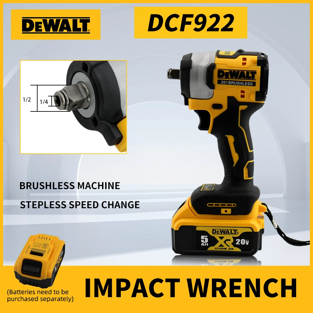 Dewalt DCF922 Бесщеточный ударный гайковерт 205 Нм Крутящий момент 20 В Зарядка литиевой