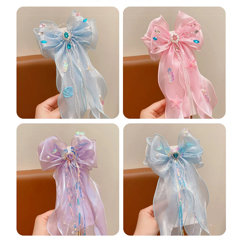 Заколка для волос с кисточками и бантом девочек милые плетеные зажимы в стиле