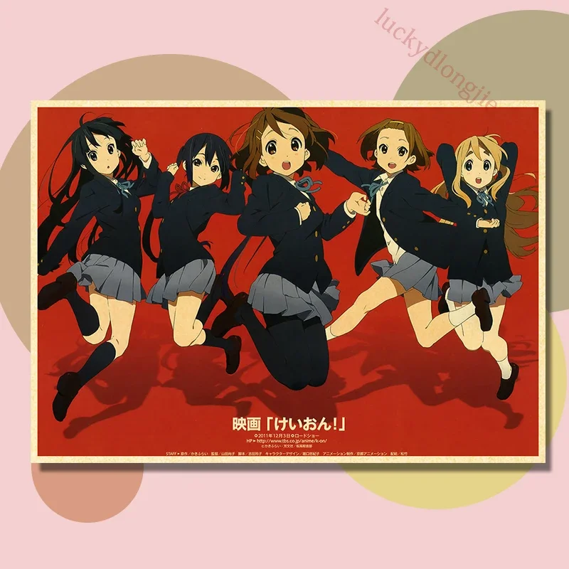 Японские классические аниме постеры с музыкой K-On ретро крафт-бумага HD 4K печать