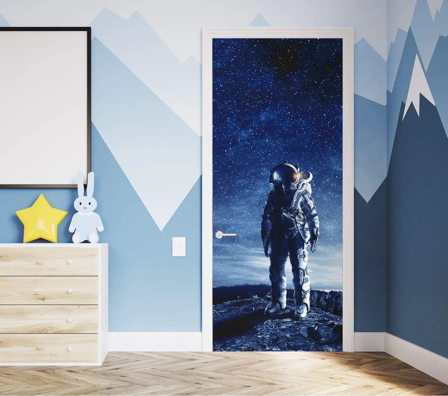 Напечатанный астронавт галактика украшение для дома Съемная дверная наклейка