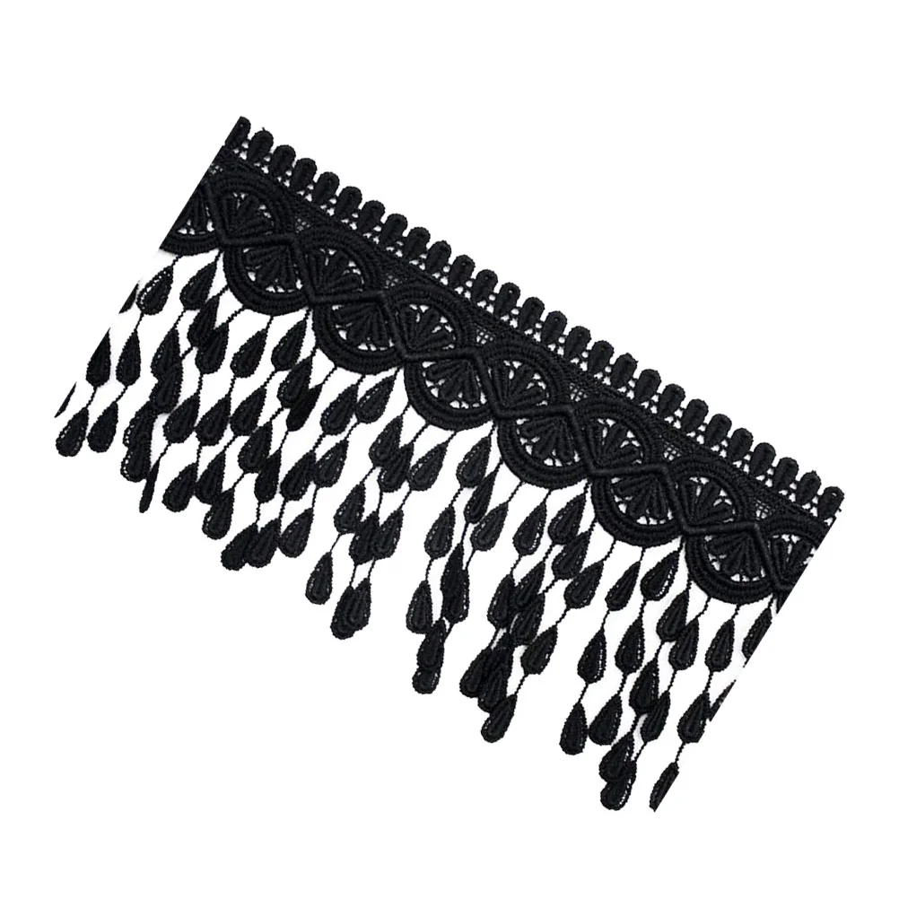 

Trim Lace Sewing Tassel Fringe Ribbon Fabric Embroidered Clothing Dress Diy Garment Craftupholstery Style Vintage Wide Black Pom