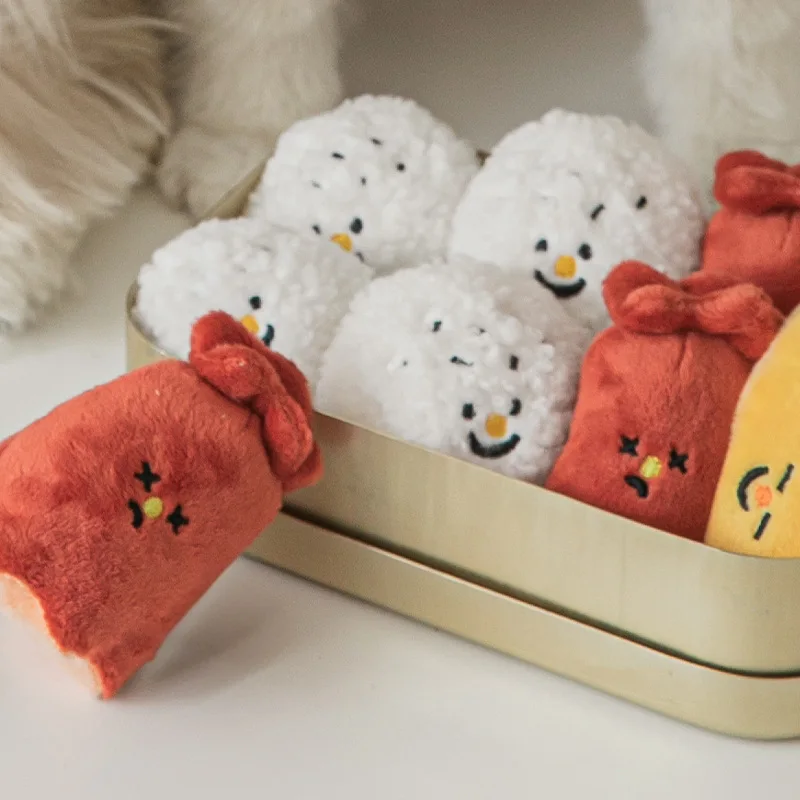 Bento Rice Balls Sausage Egg Rolls Set Of Sound Toys Bb Call Hide Food Fun Interactive Plush Dog Toys
