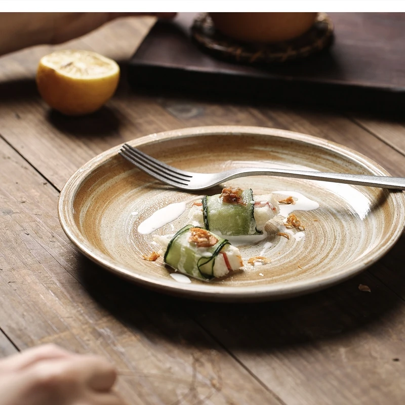 Керамическая тарелка для ужина бытовой простой суп в стиле ретро завтрак