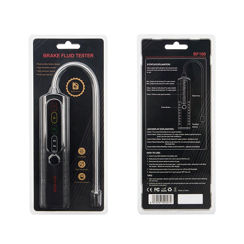

Автомобильный тестер тормозной жидкости, цифровой автомобильный инструмент для тормозного масла для DOT3/DOT4/DOT5.1, светодиодный индикатор, инд...