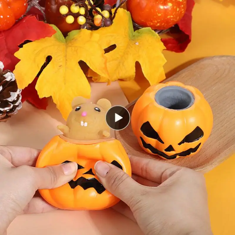 

Reduce Pressure Venting Ball Funny Bouncy Toys 7x5.5cm Spoof Halloween Pumpkin Ghost Halloween Decoration Creative Tpr