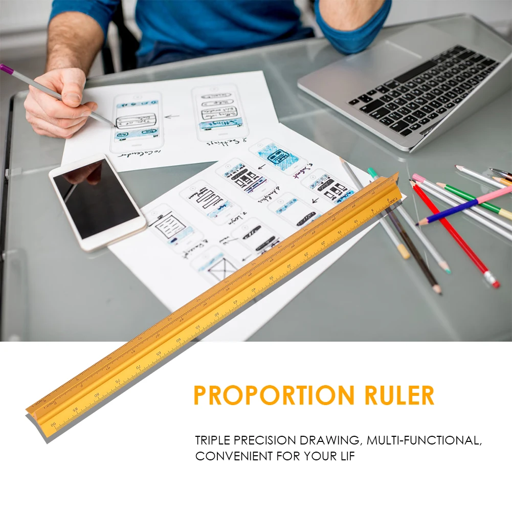 

Алюминиевая металлическая треугольная шкала, 30 см