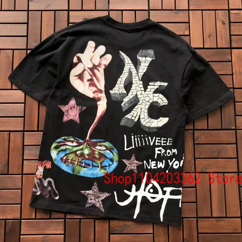Уличная футболка Rap Tour Cactus Jack забавная с круглым вырезом и буквенным принтом в