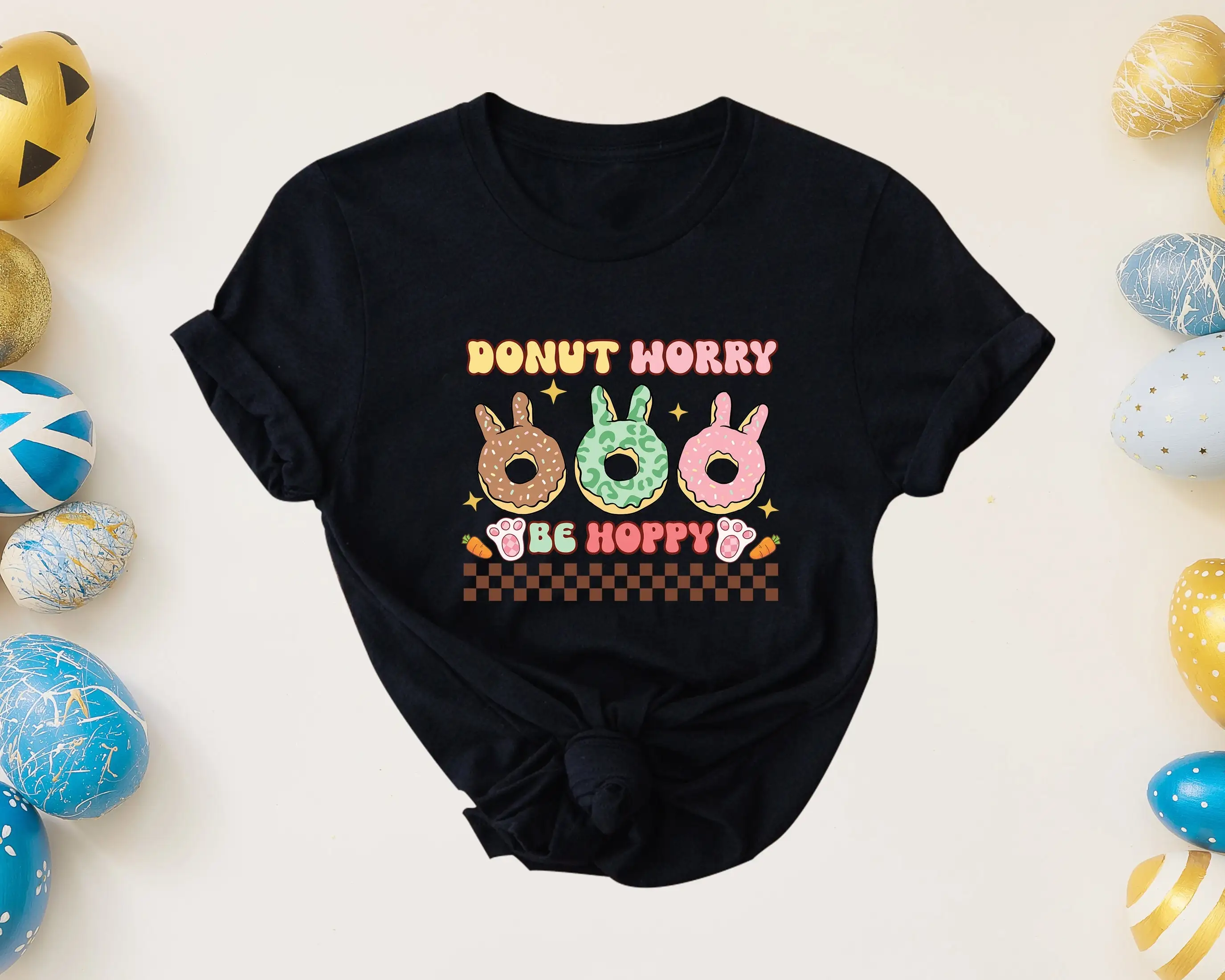 Футболка Donut Worry Be Hoppy на День пасхального кролика забавная