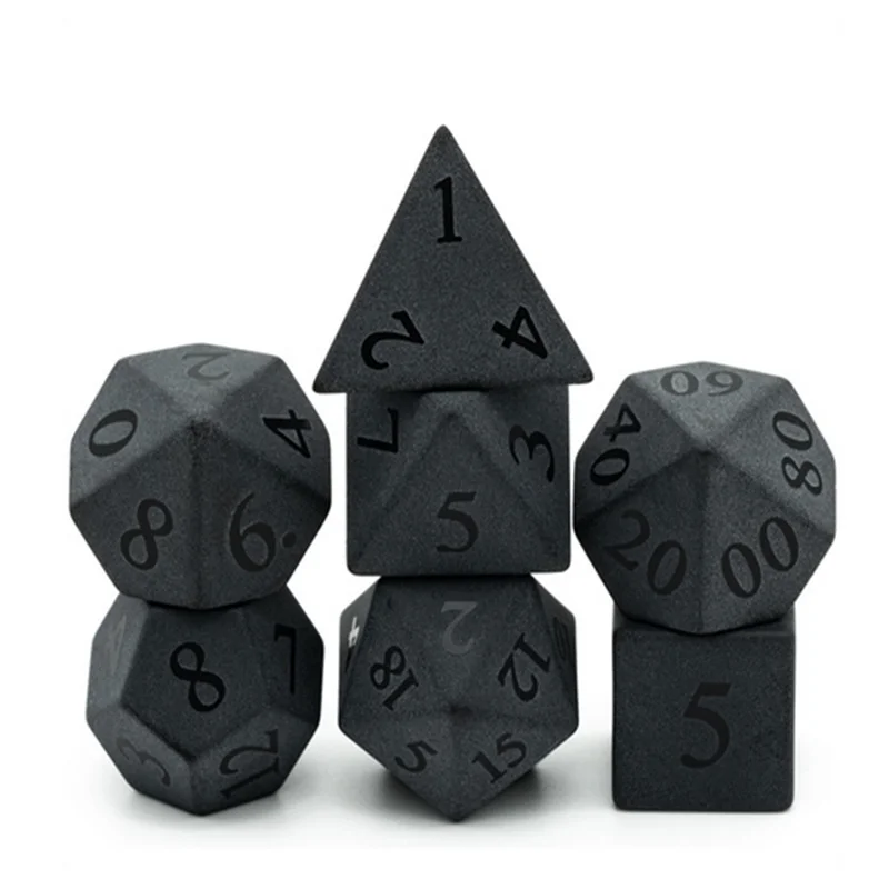 Obsidian Sex Stone Dice Raised Font Precious Gemstone Stone Polyhedral Dice Set For DND RTG Board Game