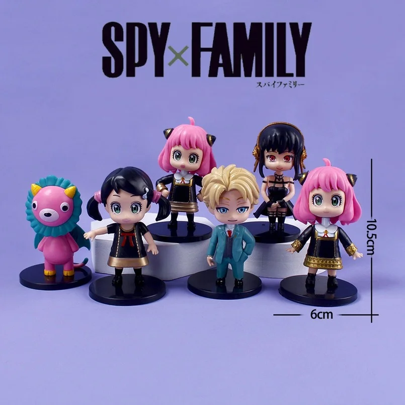 

6pcs Q Version SPY FAMILY Anime Figure Anya Twilight Figure Loid Forger Anya Forger Yor Toy Collectible Model Toys Kid Gift 10cm