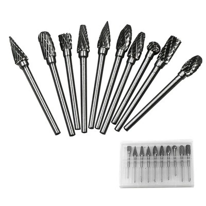 

Новинка, 10 шт., хвостовик 1/8 дюйма, фреза из карбида вольфрама, вращающийся инструмент, заусенцы, двойная Алмазная резка, фотоинструменты, электрическое шлифование