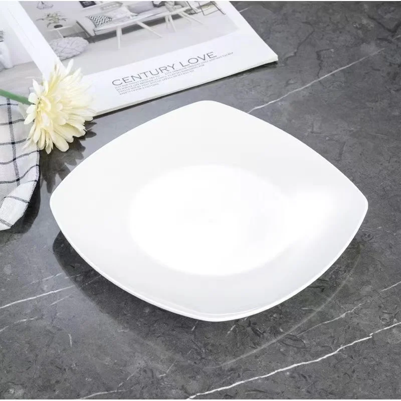 Белая керамическая квадратная обеденная тарелка в скандинавском стиле Западная