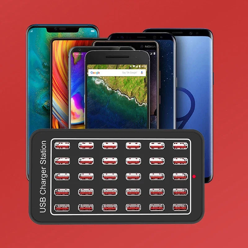 USB Charger Station 10 15 20 25 30 60 Ports 100W Universal Mobile Phone Quick Charging for iPhone iPad Samsung Huawei Xiaomi