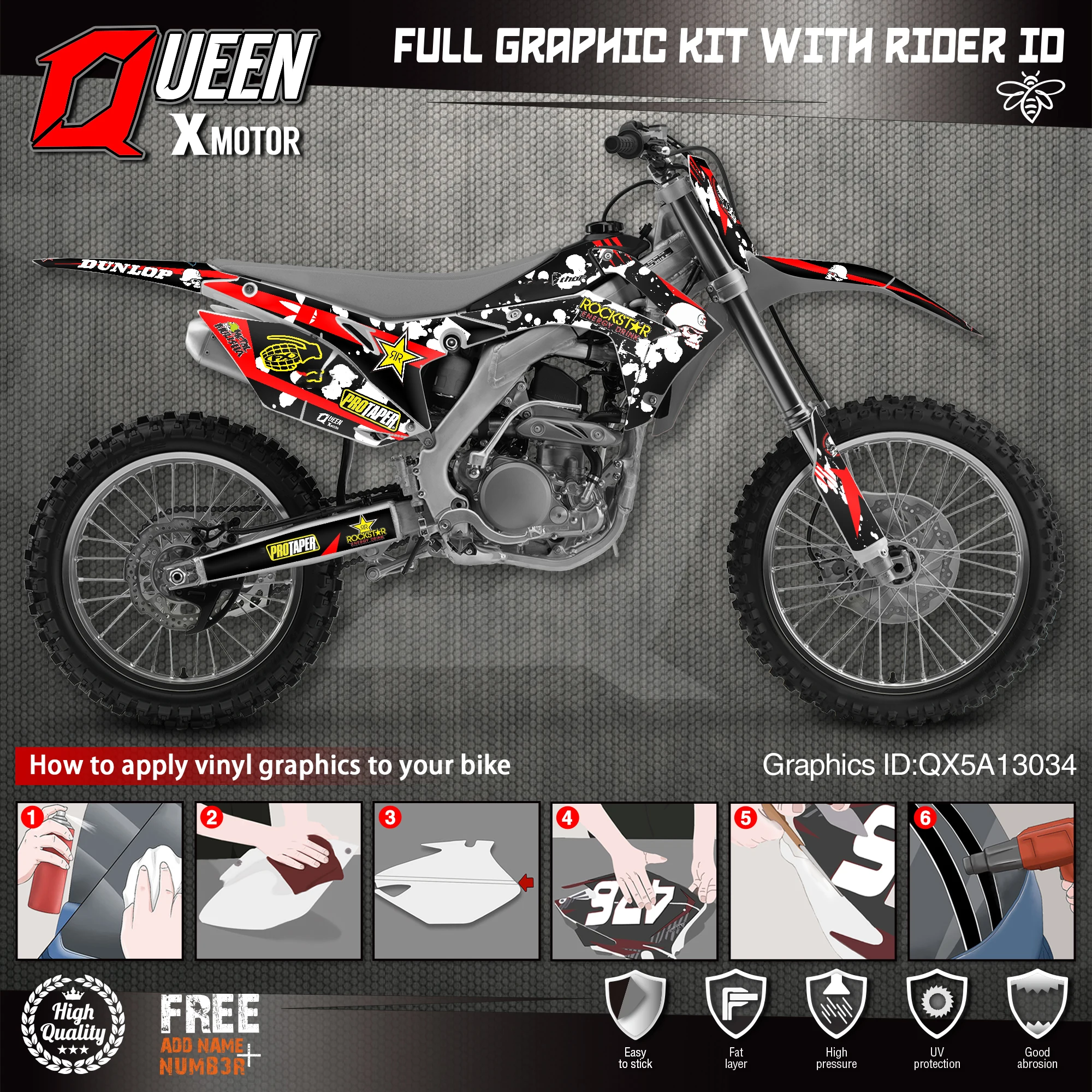 Набор наклеек QUEEN X MOTOR для HONDA 2014-2017 CRF250R 2013-2016 CRF450R 034 | Автомобили и мотоциклы