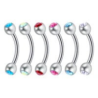 1pc crystal g23 titanium eyebrow piercing curved barbell rings cartilage tragus earring helix conch daith piercing body jewelry