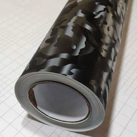 Матовая черная камуфляжная виниловая оберточная пленка в виде призрака из углеродного волокна самоклеящаяся наклейка для автомобиля пинг