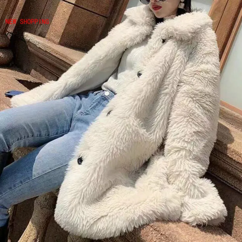 Women Teddy Coat Faux Fur Coat Women Casual Furry Thick Warm Long Faux Mink Fur Jacket Loose Winter Coats Manteau Femme Hiver