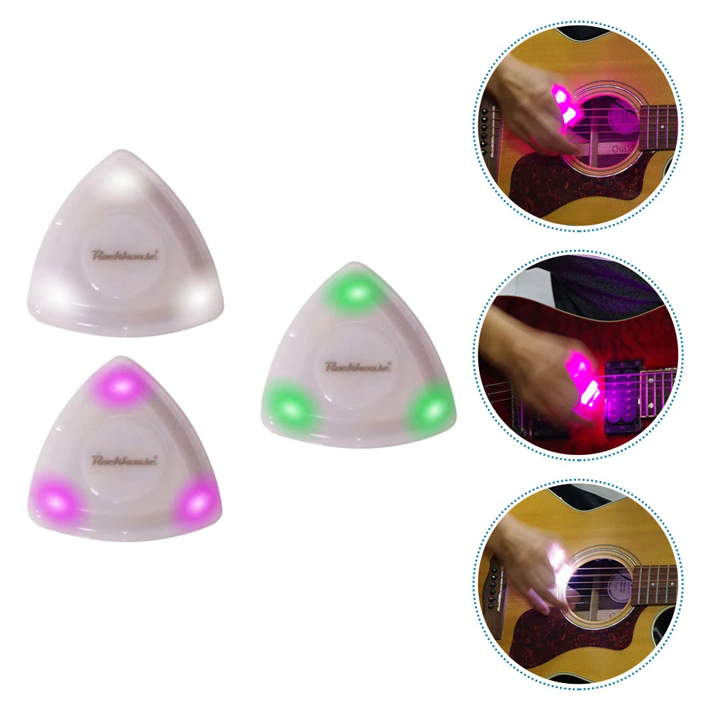 

3 Pcs Guitar Pick Music Instrument Picks ABS Bass Guitars LED Glowing Replace Acoustic Plectrums Pen