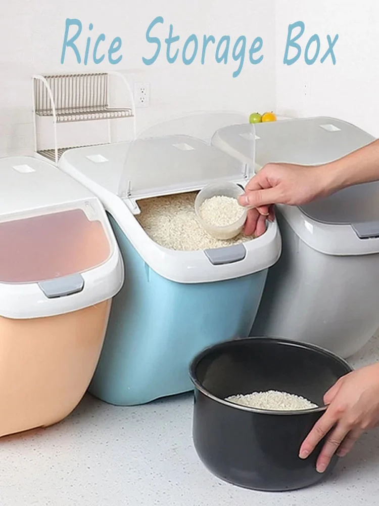 

Rice Grain Storage Box Clamshell Moisture-proof Flour Container Home Pet Food Organizer Box Mildew-proof Kitchen Storage Bucket