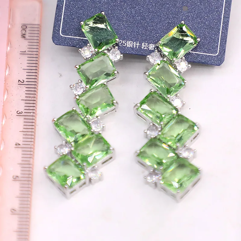 Сцепляющиеся Комбинированные Серьги с микро-инкрустацией из циркония