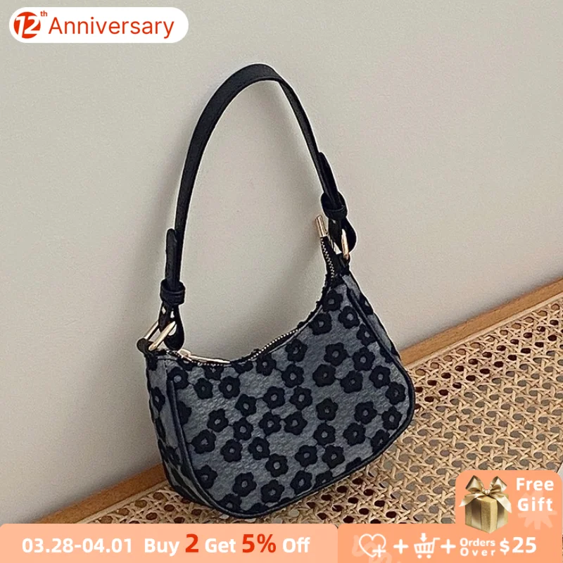 

Lace Floral Designer Women Underarm Bag Vintage Flower Ladies Tote Shoulder Bags Female Fashion Armpit Bag Clutch Purse Handbags